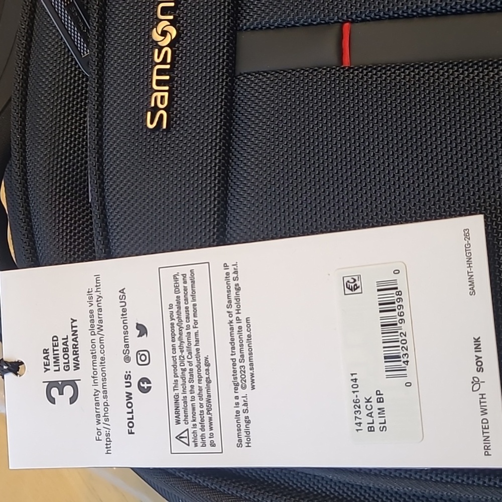 Samsonite Xenon 4.0 Slim Black Laptop Backpack NWT - Picture 4 of 13